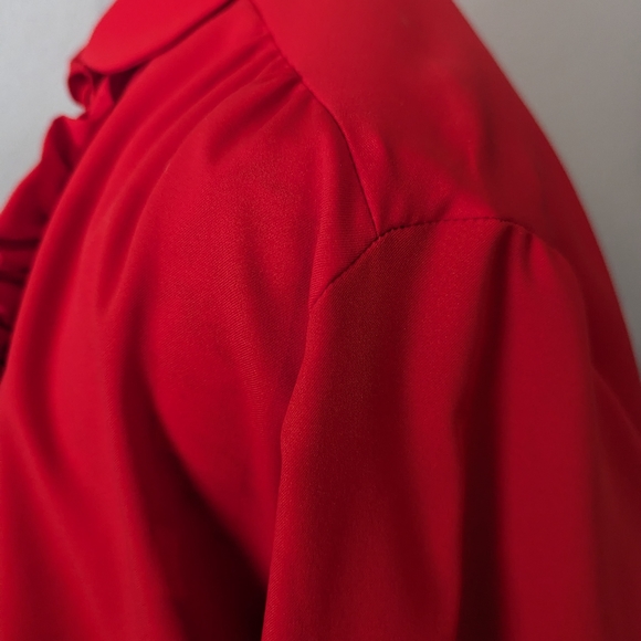 Vintage ruffle button up blouse - regal red! - Picture 4 of 5